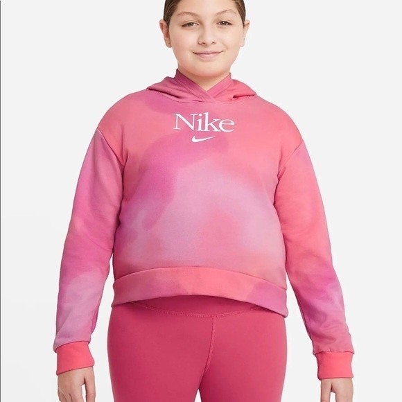 Nike Sportswear Club Fleece French Terry Pullover Hoodie Pink Ombré Size XL